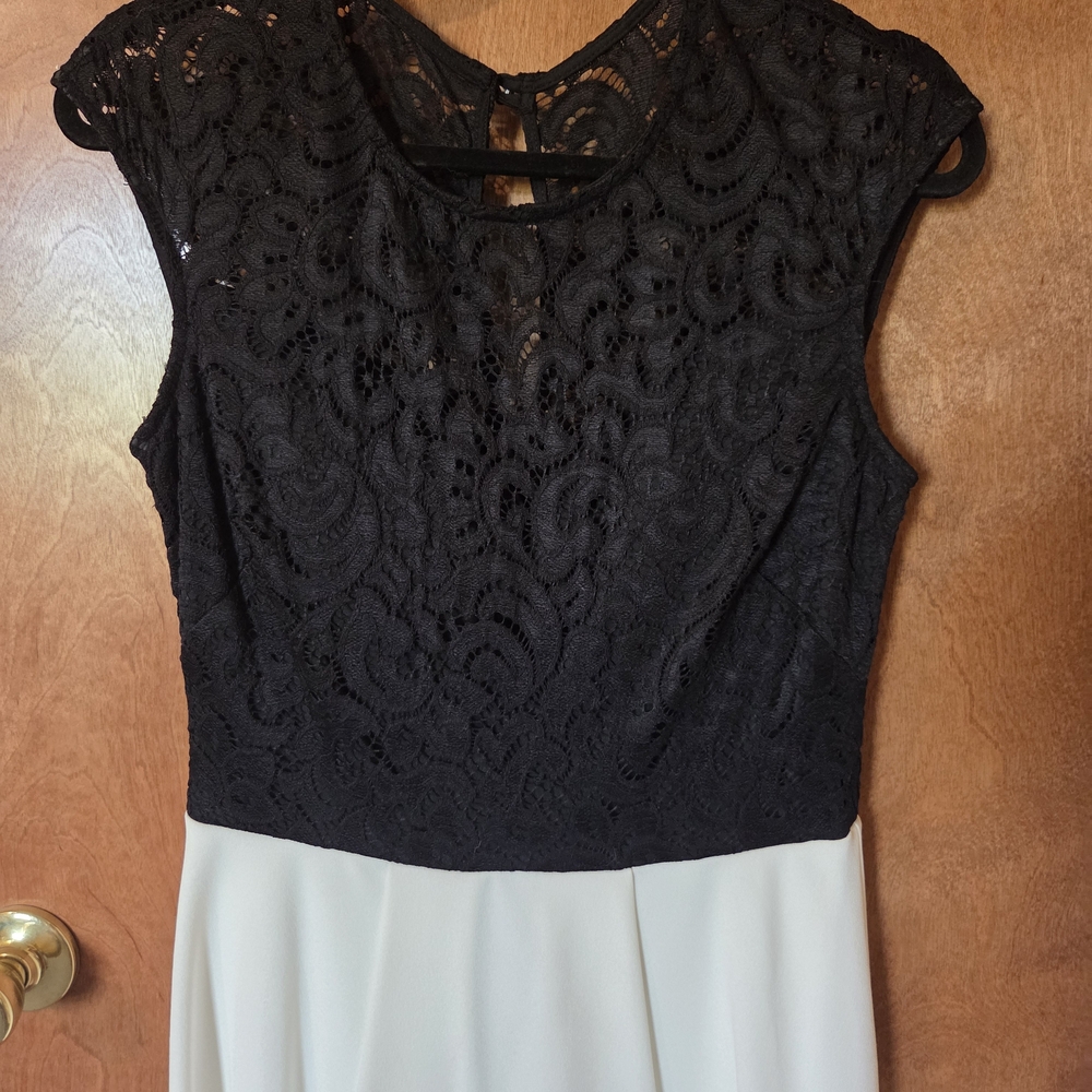Elegant Black and White Lace Dress - Picture 2 of 6